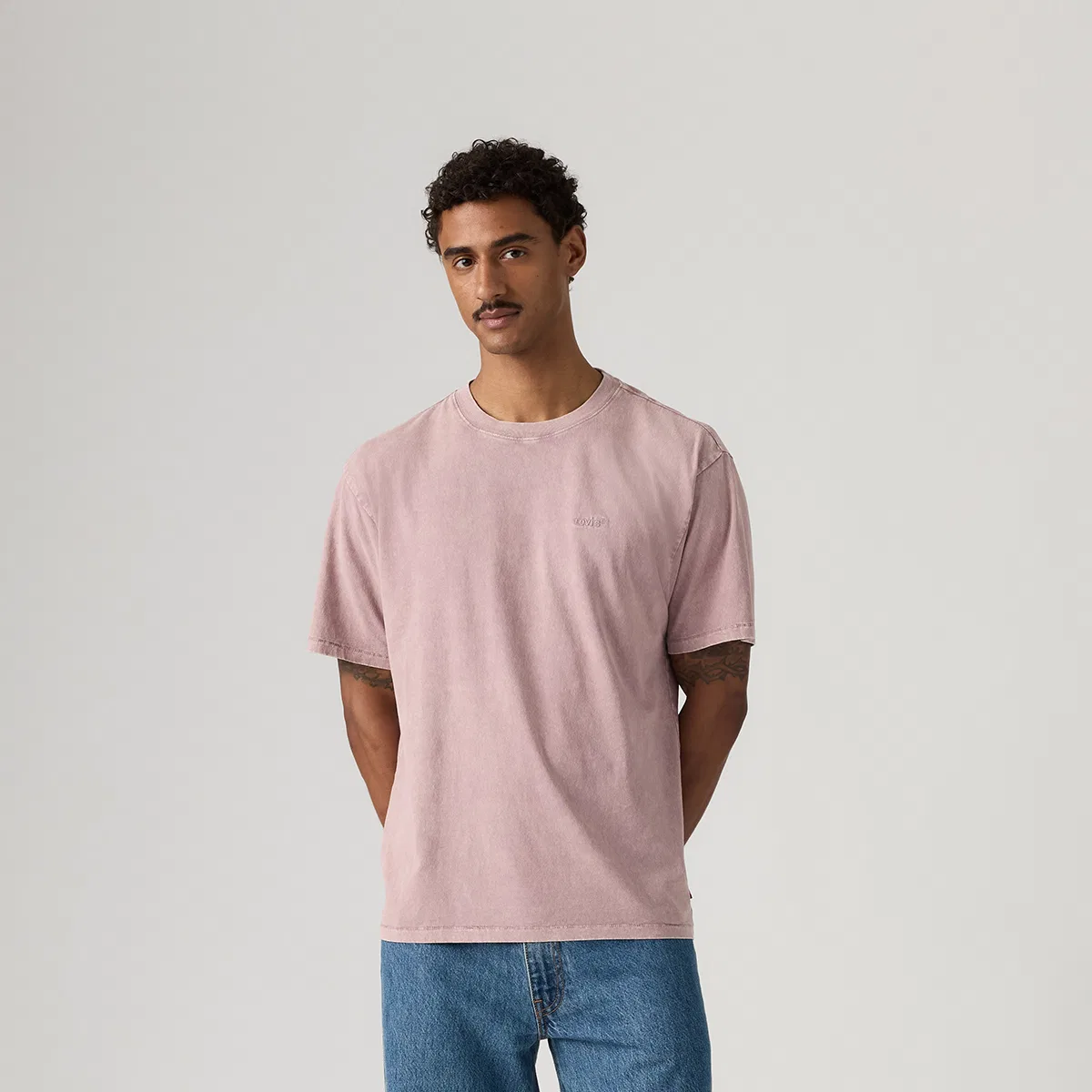 Мужская футболка с круглым вырезом Gray Pink Levis — фото 4