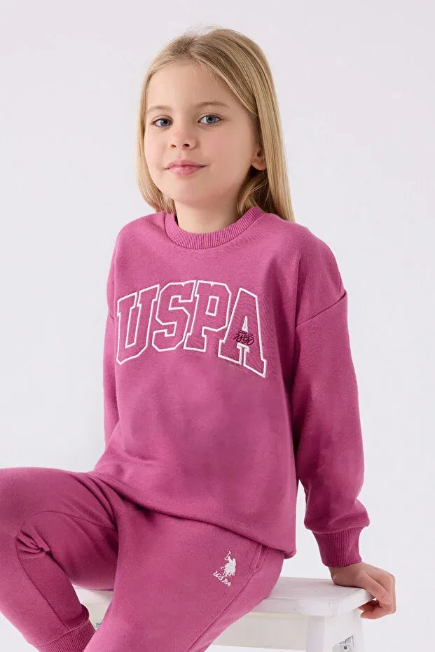 Детский комплект спортивного костюма для девочек с принтом U.S. Polo Assn., Purple — фото 2