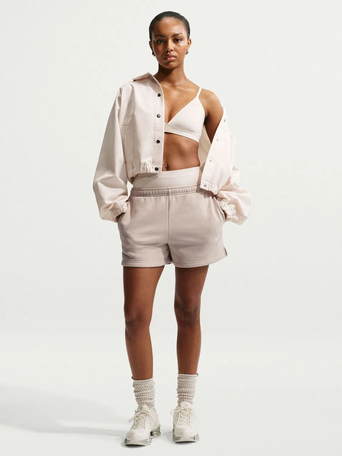 Шорты Nike Studio Fleece Mid Rise, Neutral — фото 2
