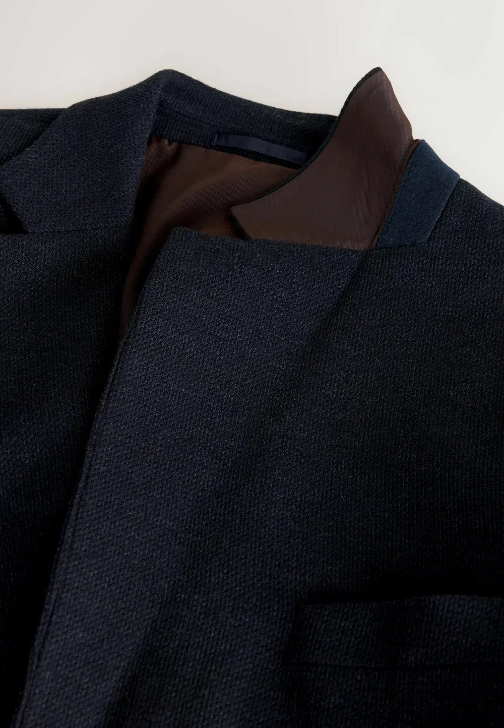 Приталенный пиджак из фактурного трикотажа - короткое пальто Next, Navy Blue — фото 3