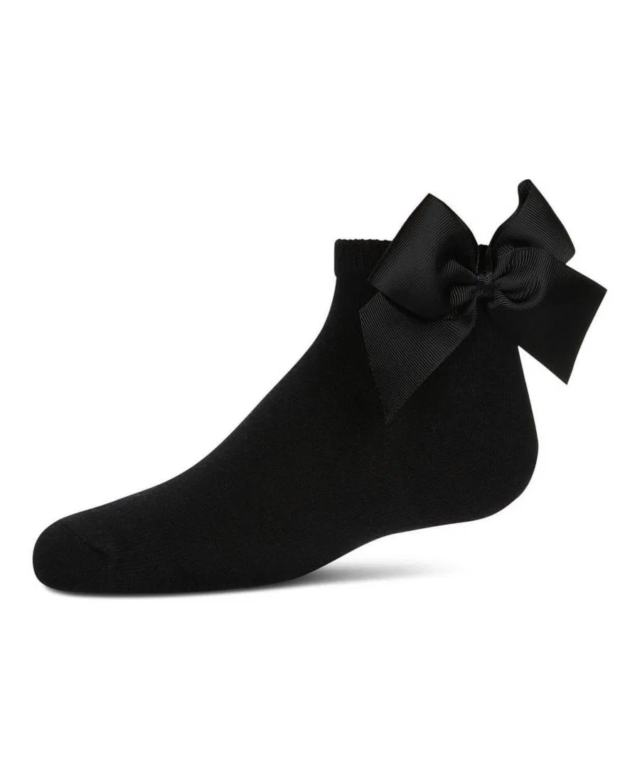 Детские носки-следки с бантиком сзади, хлопковые MeMoi, Black