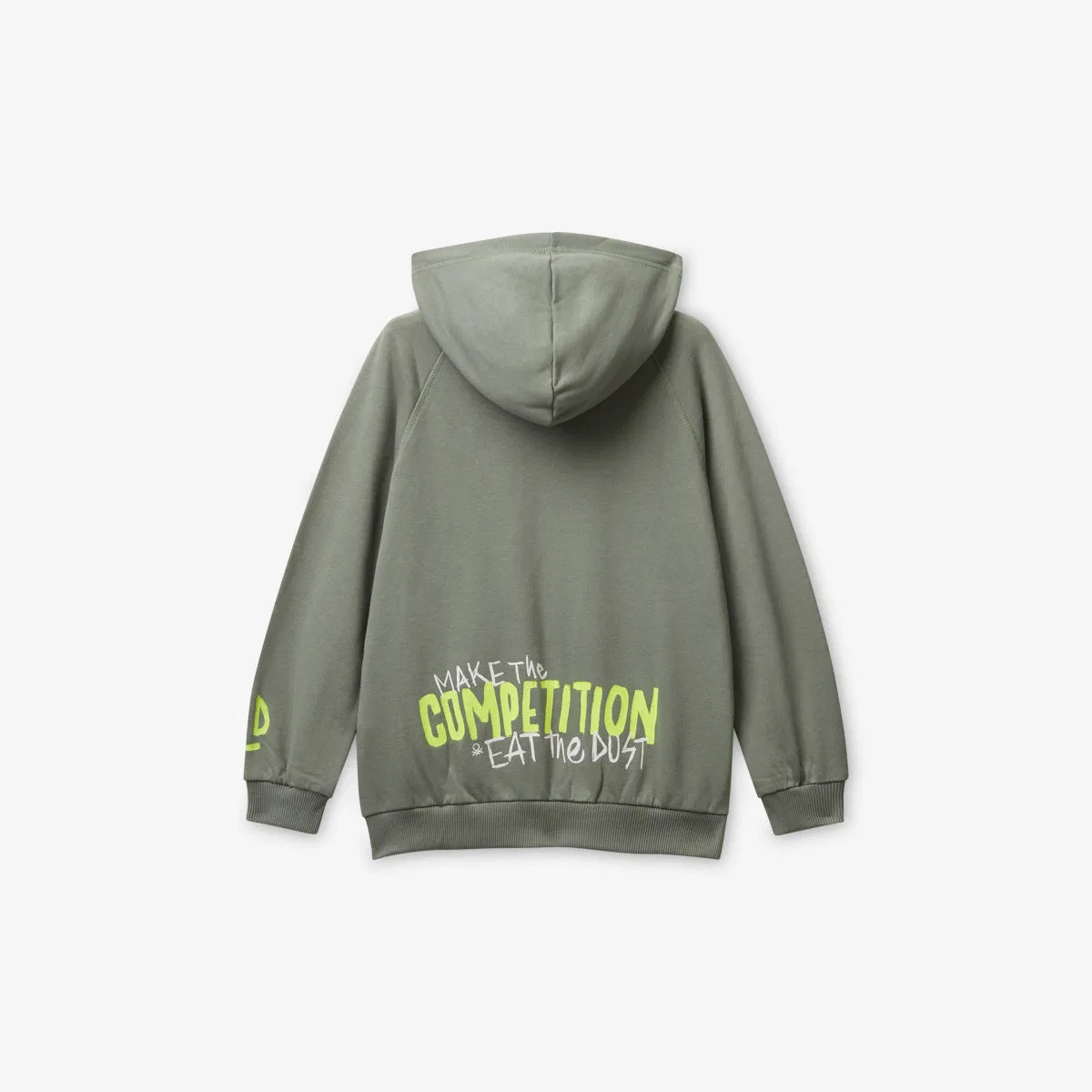 Хлопковая толстовка на молнии с графическим принтом, 6-14 лет Benetton, хаки — фото 3