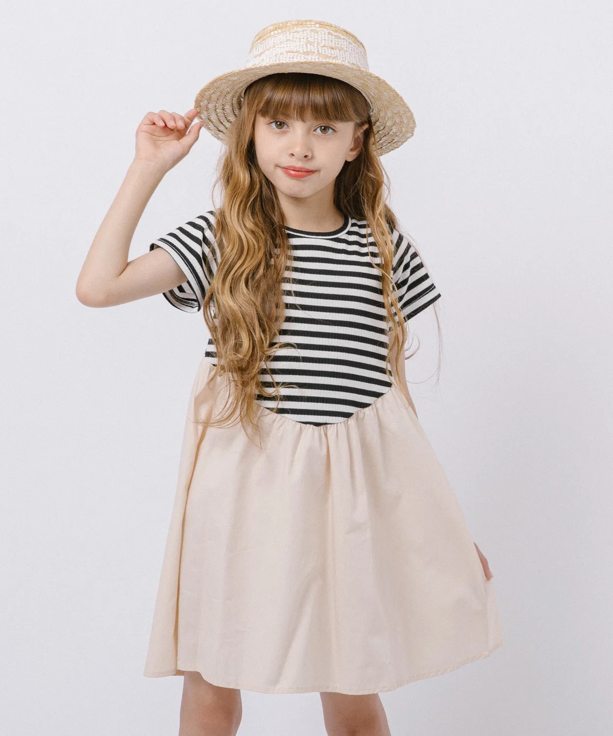 Детское платье для девочек с длинным рукавом модель Border Top URBAN CHERRY, Ivory — фото 2