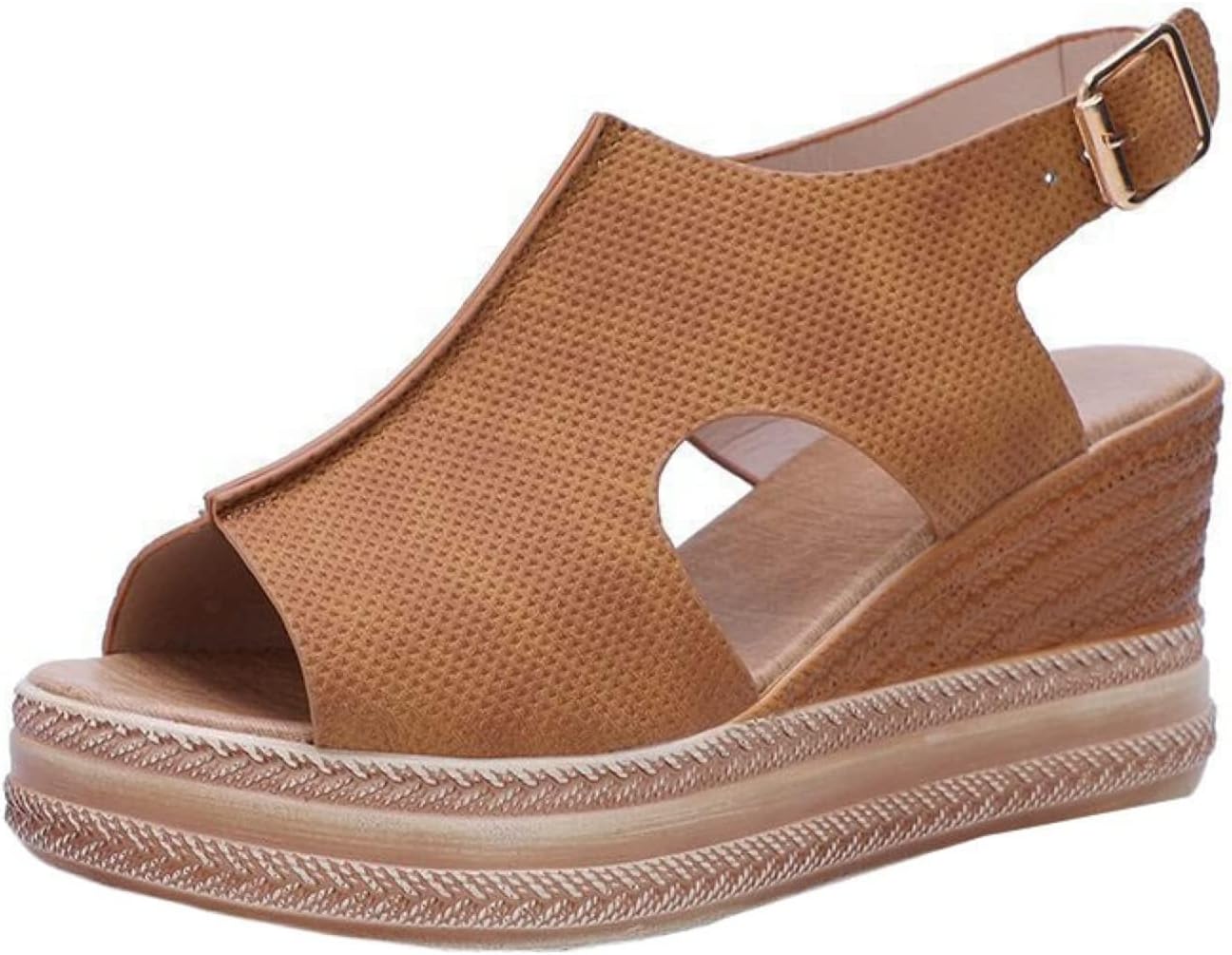 

Женские сандалии на платформе с танкеткой, модная ортопедическая обувь с поддержкой свода стопы, удобные летние с открытым носком, с ремешком на щиколотке и пряжкой, женские сандалии на каждый день, без задника, на легком подлете Toumov, коричне...