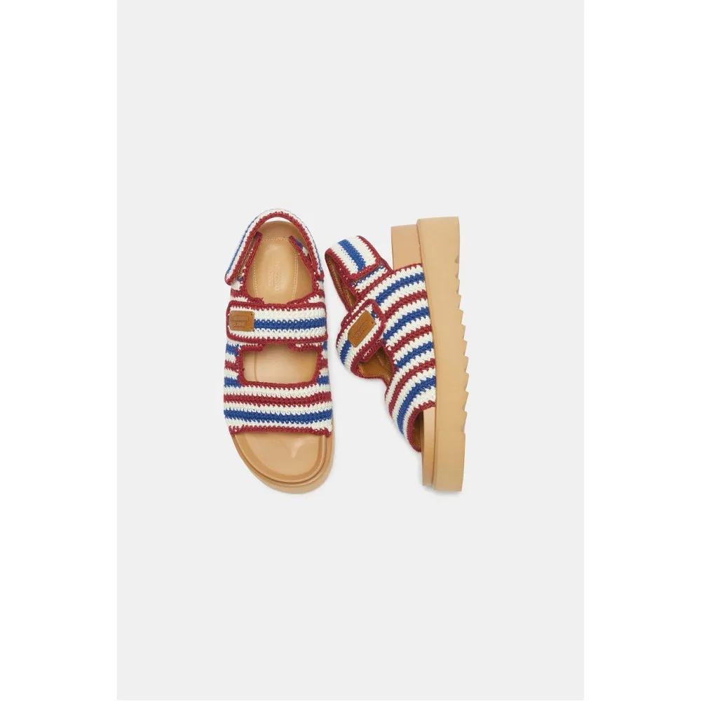 Мужские плетёные сандалии Crochet Stripe коричневые от Suecomma Bonnie — фото 4