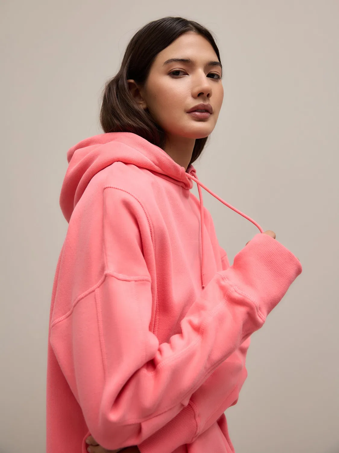 Худи свободного кроя, удлиненное, Bright Pink Next — фото 3