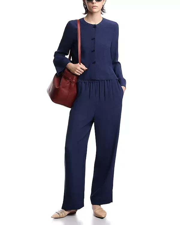 Женские брюки из жаккарда с принтом Fluid jacquard Emporio Armani, Mineral Blue — фото 2