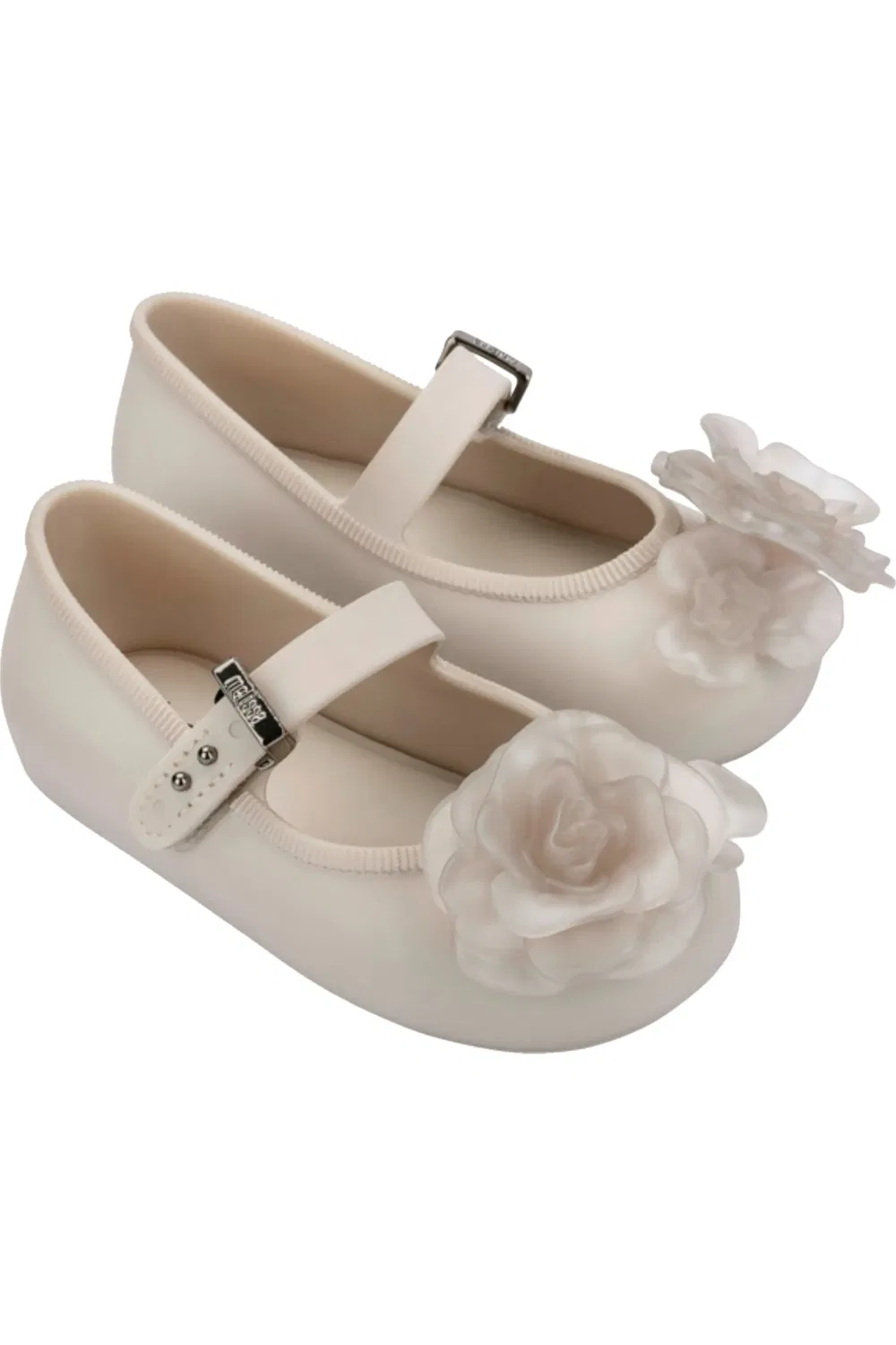 Детские балетки Mary Jane с цветочными аппликациями Mini Melissa, бежевый — фото 3