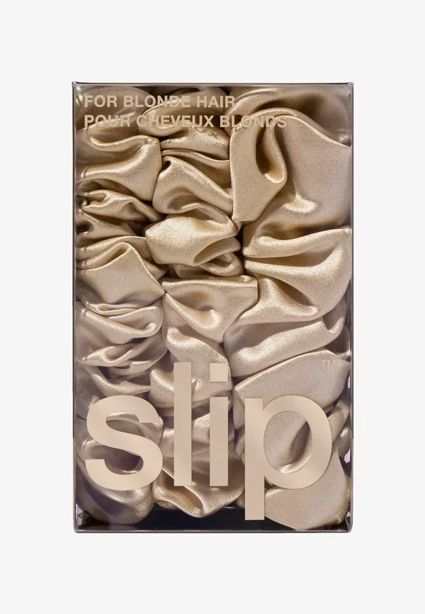 Комплект из 3 резинок для волос Pure silk back to basics assorted scrunchies set, Slip, Blonde — фото 3