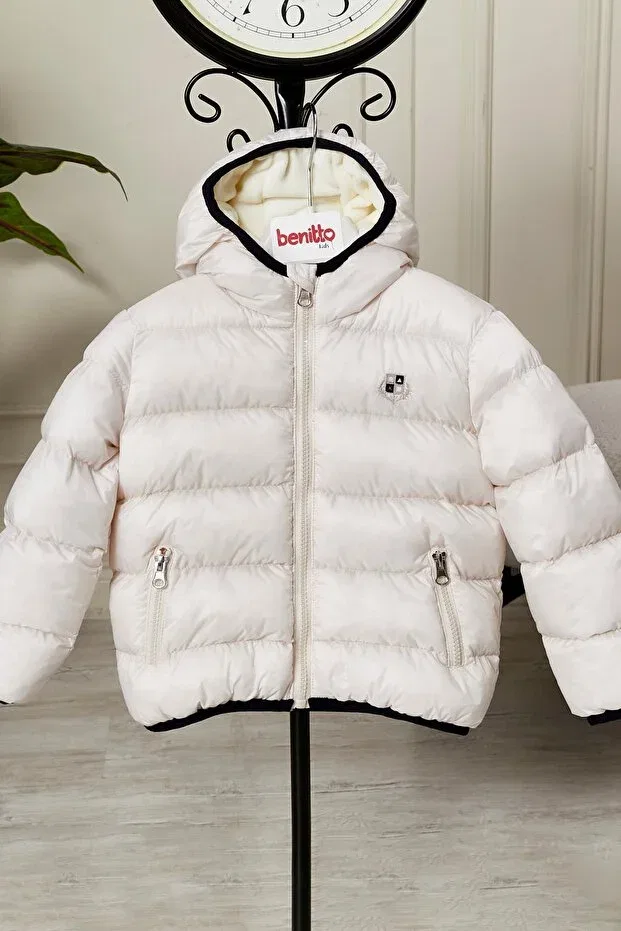 Детское зимнее пальто для девочек с капюшоном Benitto Kids, White