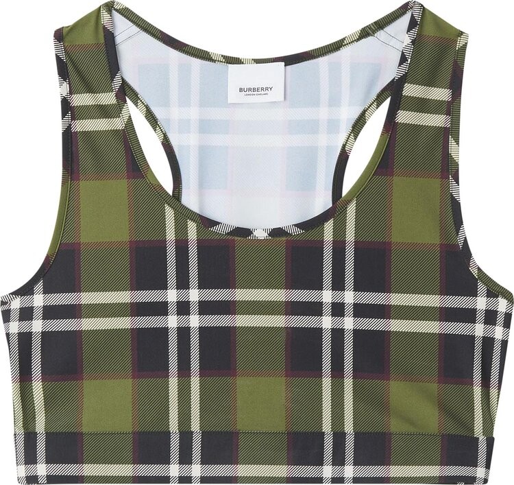 

Топ Burberry Vintage Check Crop Top 'Dark Olive', зеленый