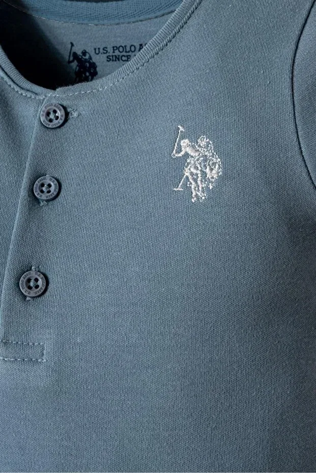 Детский комбинезон для мальчиков хлопковый U.S. Polo Assn., Soft Green — фото 2