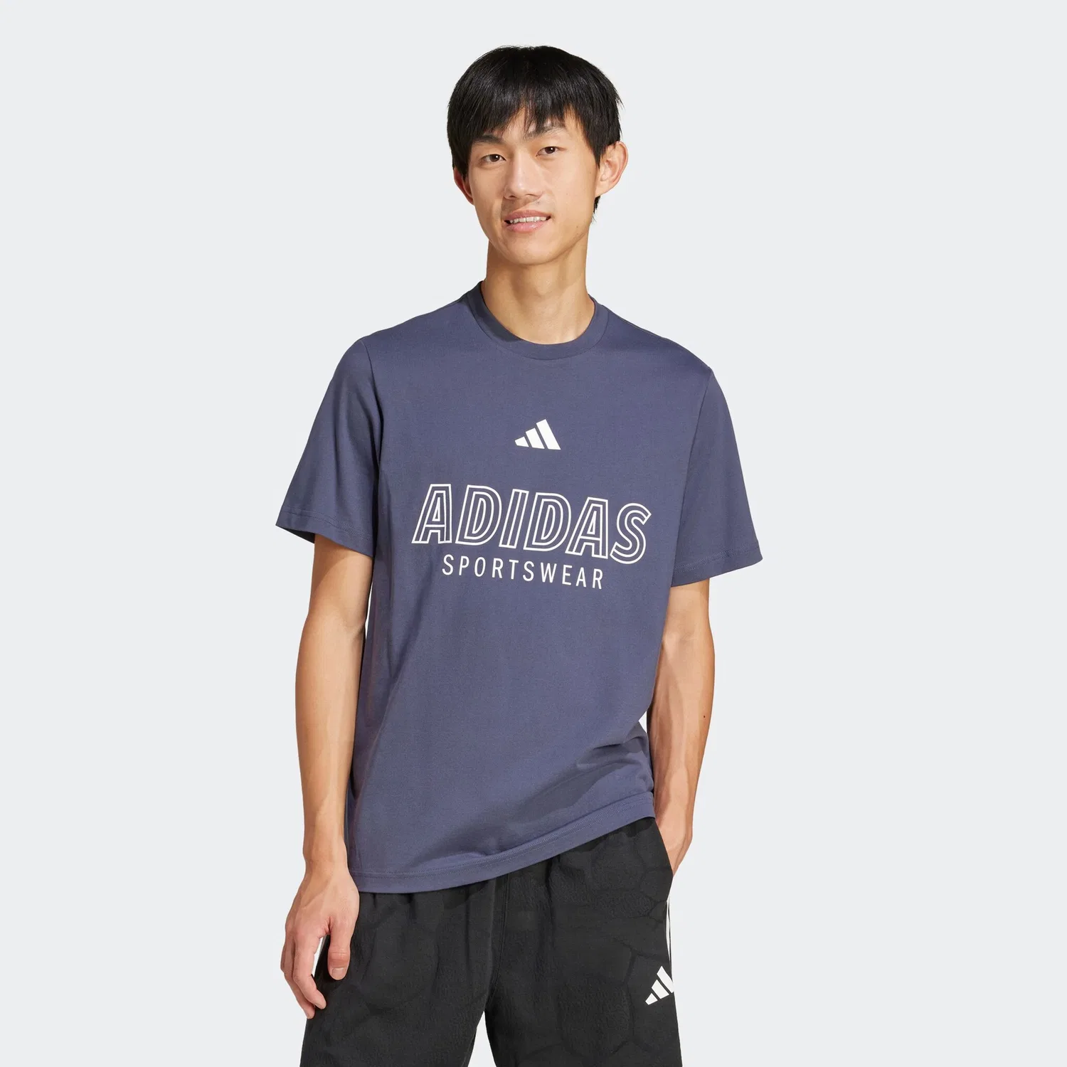 Детская футболка с линейным графическим принтом Adidas, Shadow Navy — фото 2