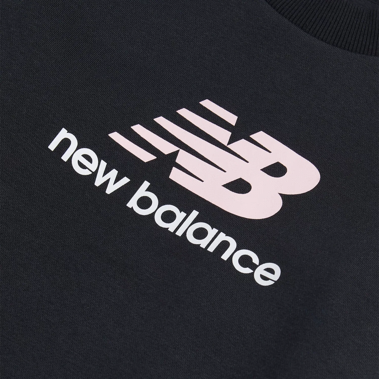 Детский свитшот с длинным рукавом с принтом BB Stacked Logo New Balance, Black — фото 3