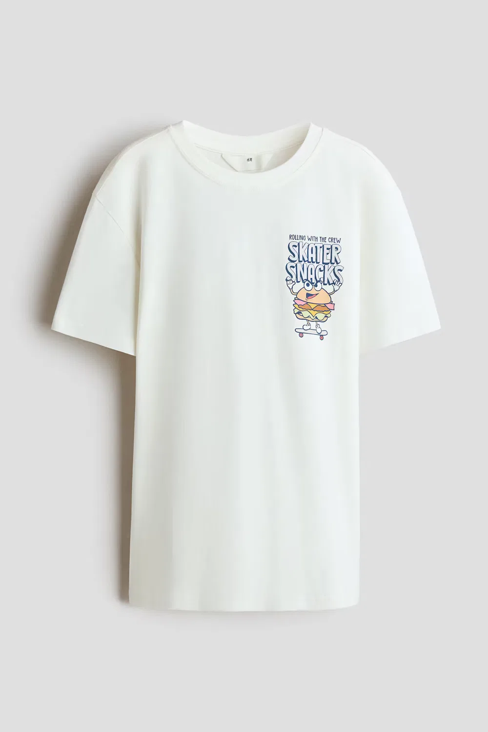 Хлопковая футболка с принтом H&M, Elfenbein/Skater Snacks