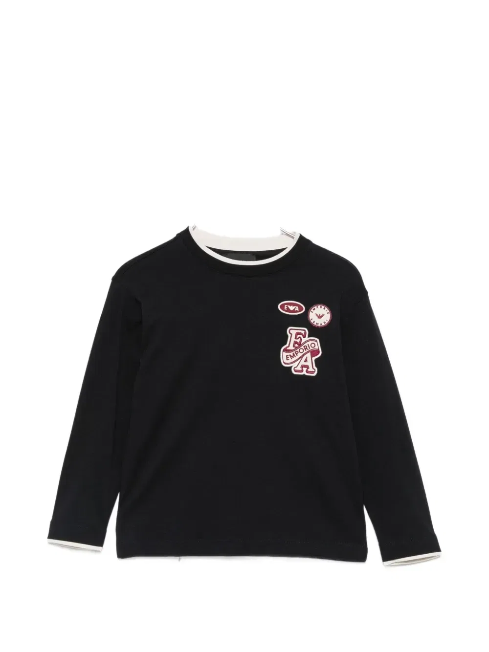 Футболка с длинными рукавами и логотипом-нашивкой Emporio Armani Kids, черный