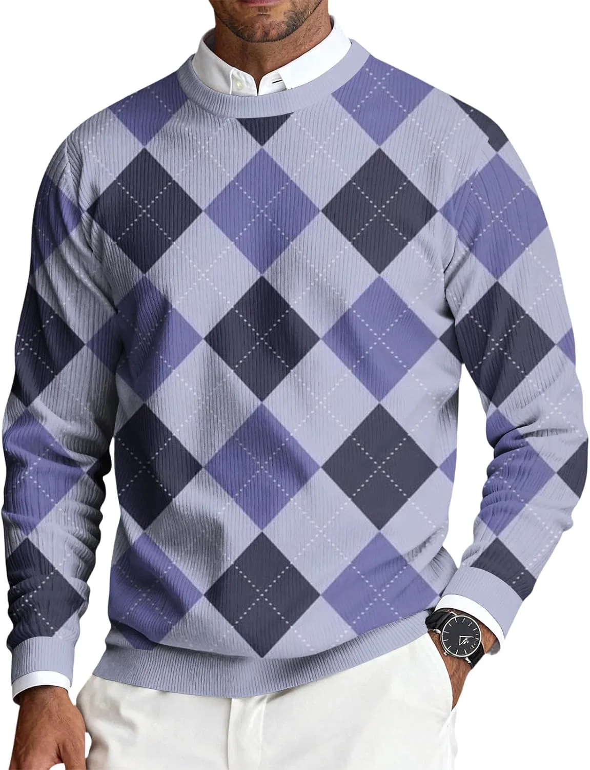 Мужская футболка с длинным рукавом regular fit, Light Purple