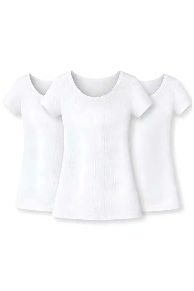 Детское для девочек хлопковое комплект маек с коротким рукавом Yildiz, White