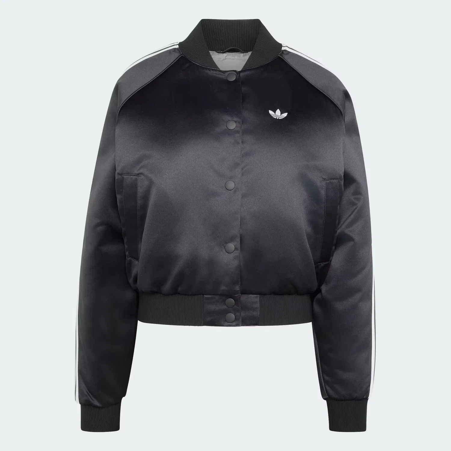 Женская куртка-бомбер из атласа Satin SST Bomber Jacket Adidas Originals, черный/белый/серый — фото 4