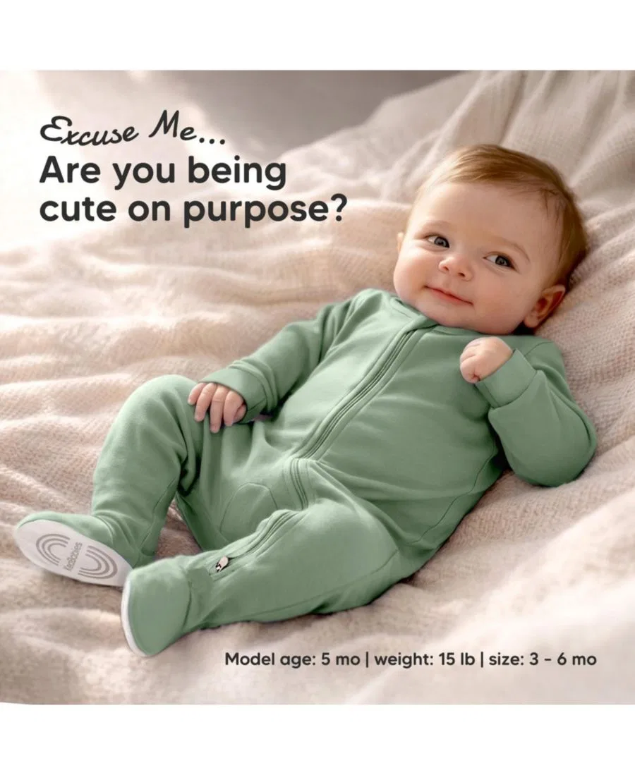 Детский слип-комбинезон с длинным рукавом Soothe Sleep N' Play Footie KeaBabies, Ecru — фото 2