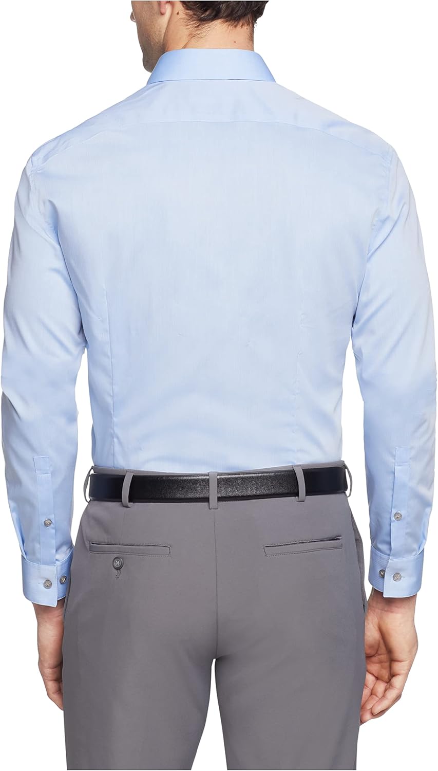 Мужская рубашка Calvin Klein Xtreme Slim Fit, нежелтая, елочка, Blue — фото 2