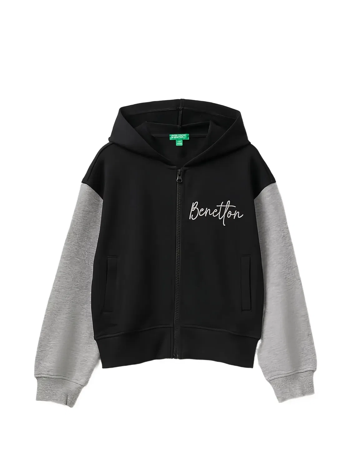 Худи с логотипом в стиле колор-блок Benetton, черный