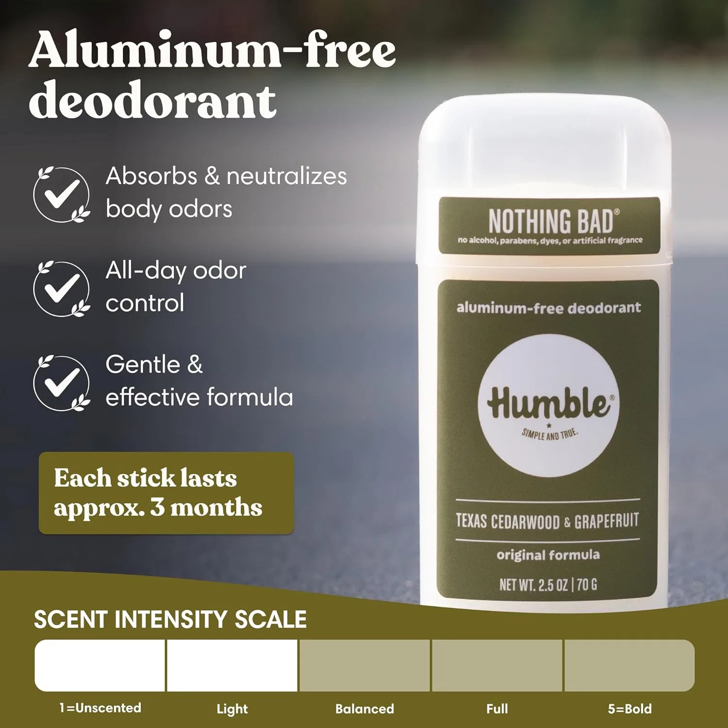 Дезодорант натуральный, Humble Simple and True, 1 шт, 2.5 fl oz, Texas Cedarwood and Grapefruit Humble Simple And True. — фото 2