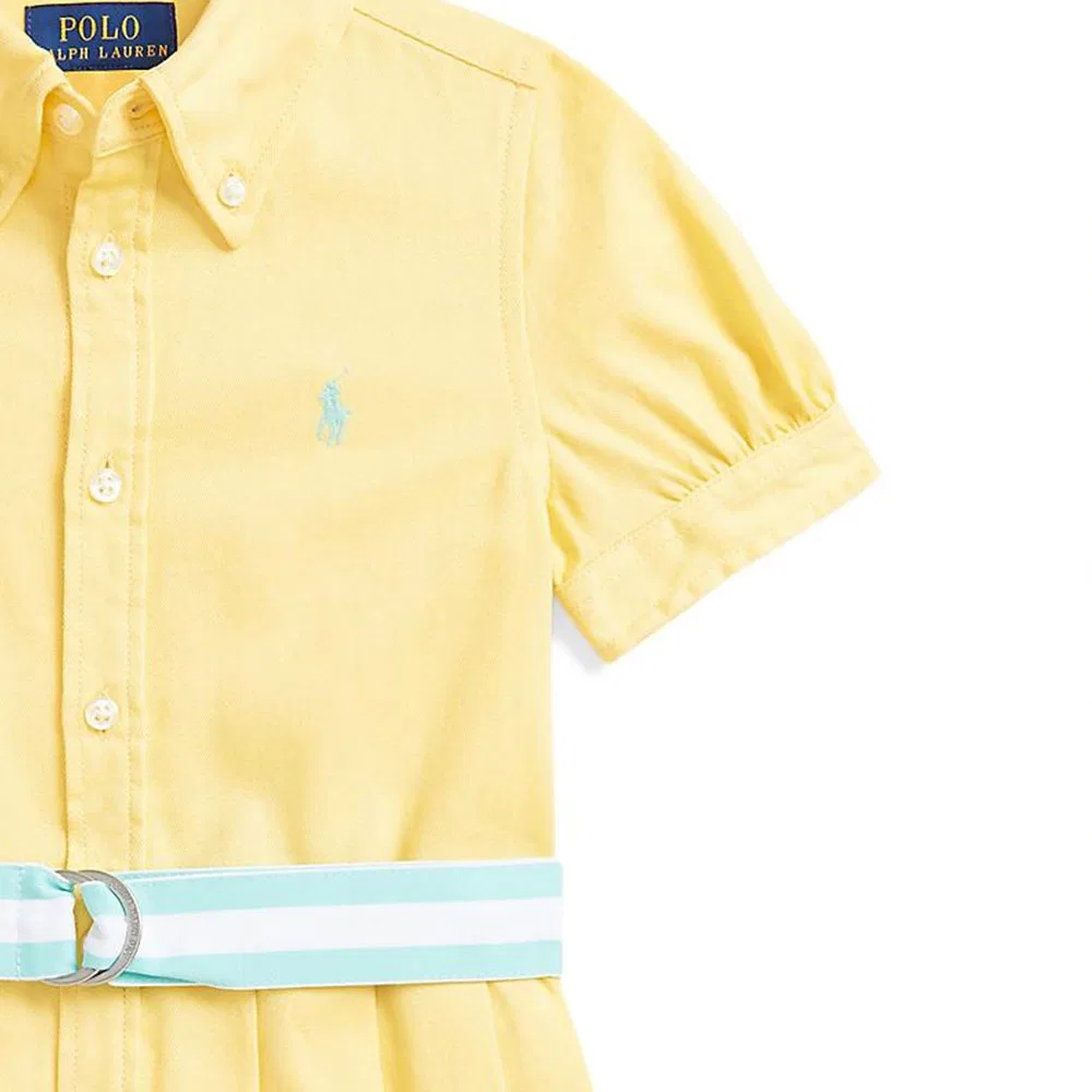 Детское платье для девочек с коротким рукавом Polo Ralph Lauren, Corn Yellow — фото 4