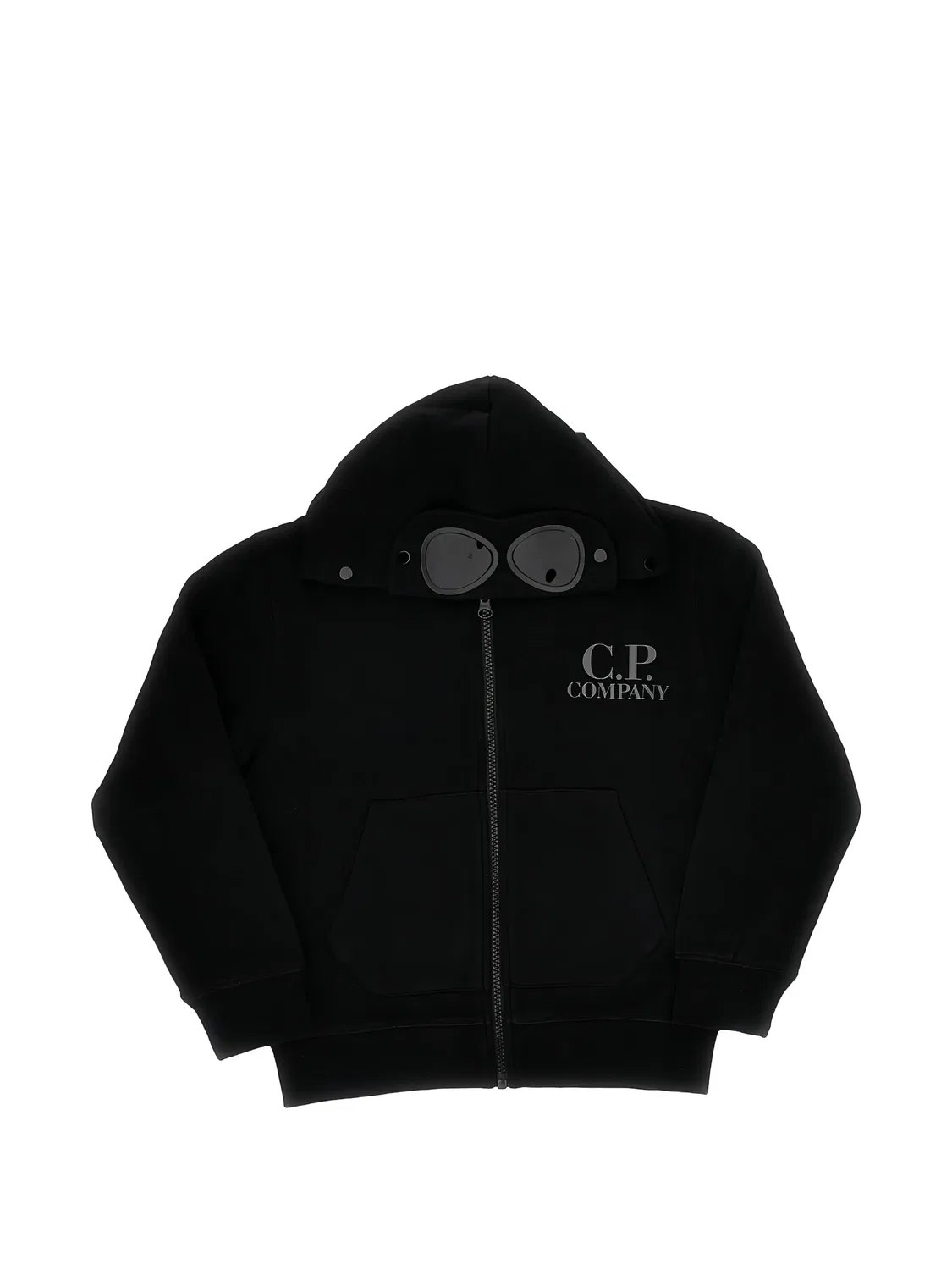 Худи на молнии с гоггл-деталью C.P. Company, черный