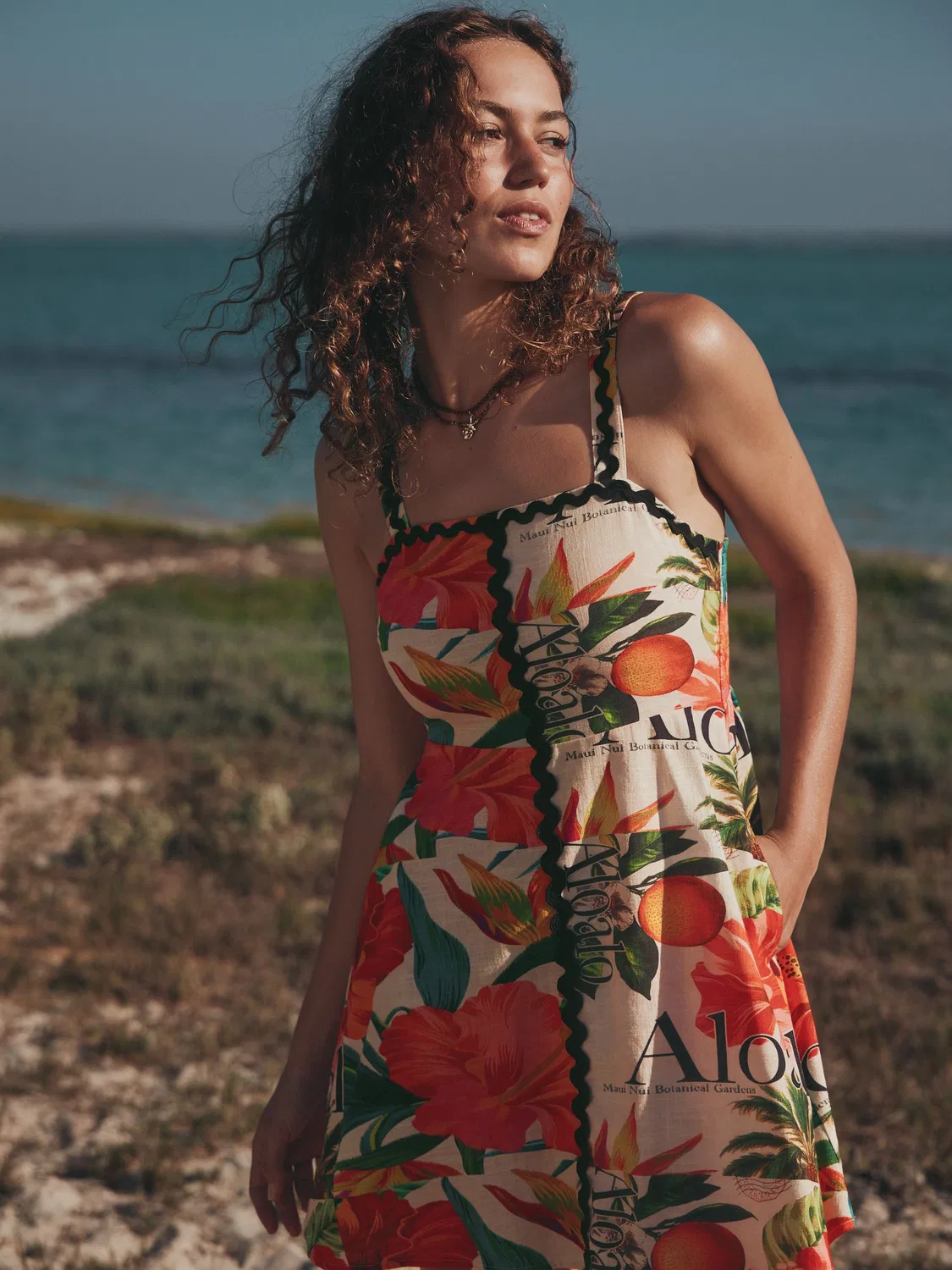 Платье мини с тропическим принтом, Red Tropical Print Next, красный