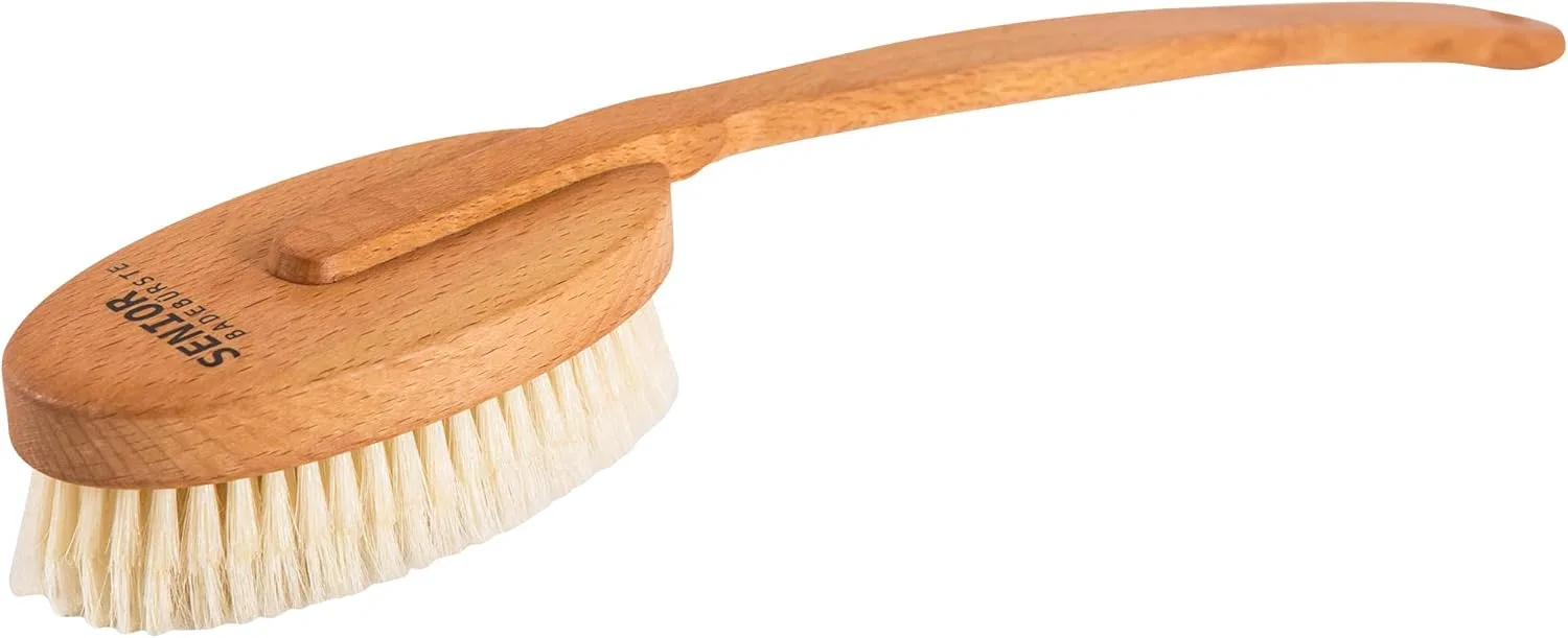 Щетка для тела с ручкой для чувствительной кожи, Holz-Leute, из бука и мягкой щетины, 44 см