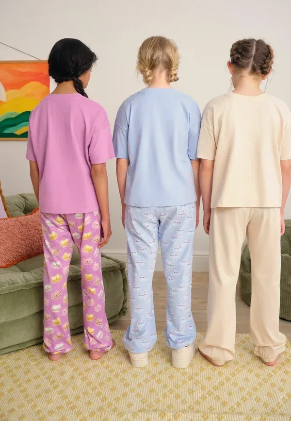 Комплект пижам 3 шт, хлопок, Regular fit 3 pack set, Next Pink, синий/розовый — фото 2