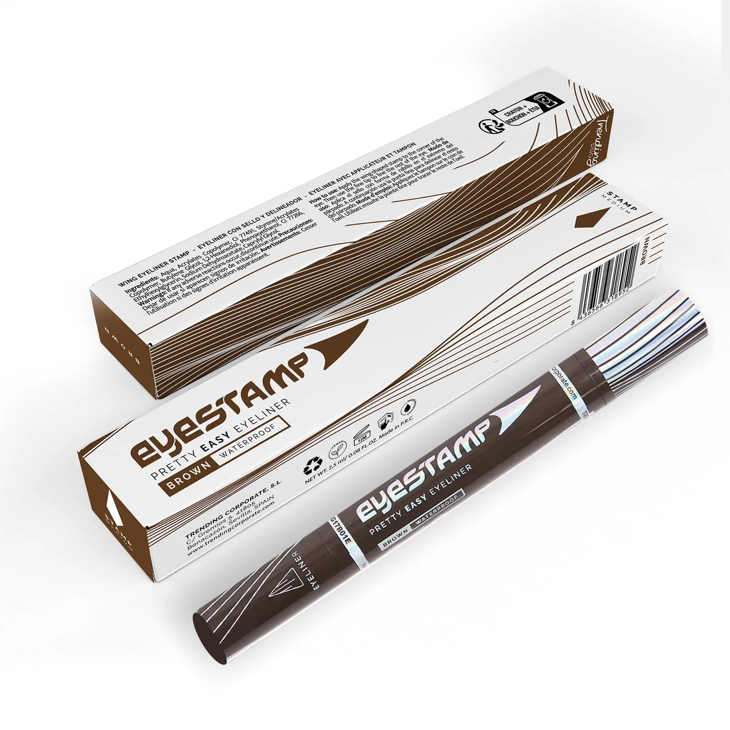 Подводка для глаз TRENDING PRO Eyestamp Brown, коричневая, 2-в-1 — фото 2