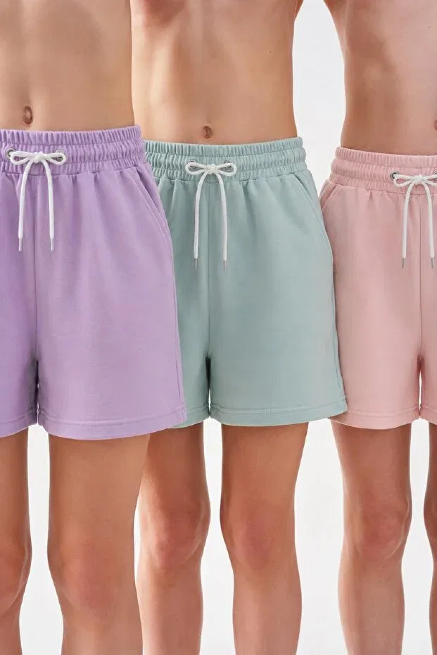 Детский комплект шорт для девочек хлопковый Basics Aytok Tekstil, Pink-Lilac-Green