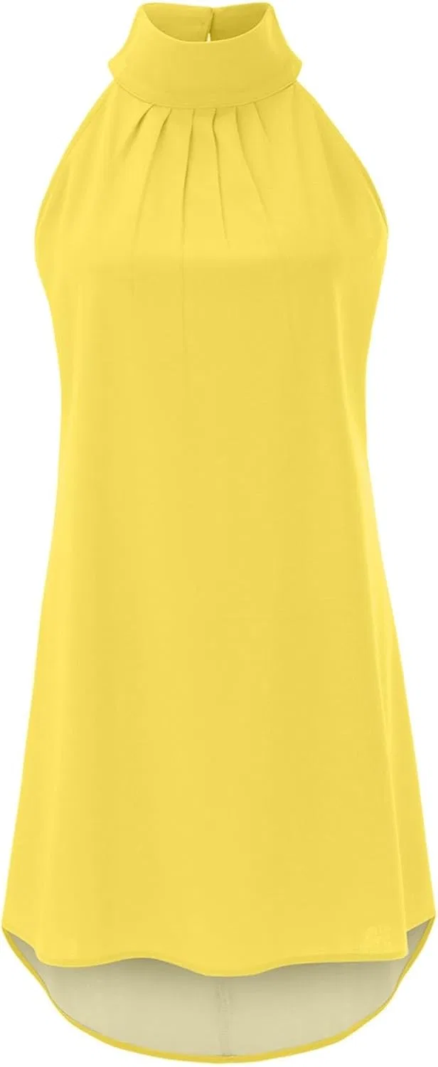 Женское летнее платье миди с круглым вырезом, Yellow — фото 4