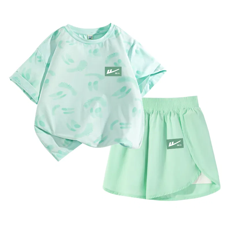 Детский спортивный комплект с круглым вырезом Aqua Green/H White Label Water Green Base K WARRIOR