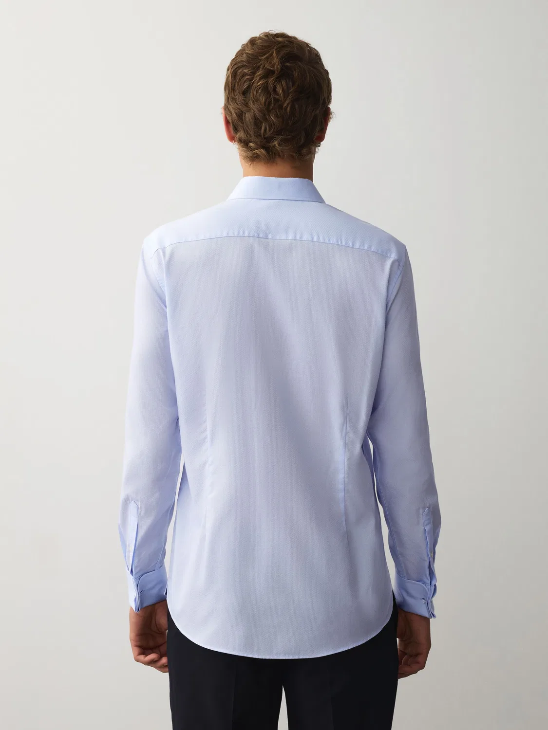 Рубашка с текстурой, slim fit Next, светло-голубой — фото 4