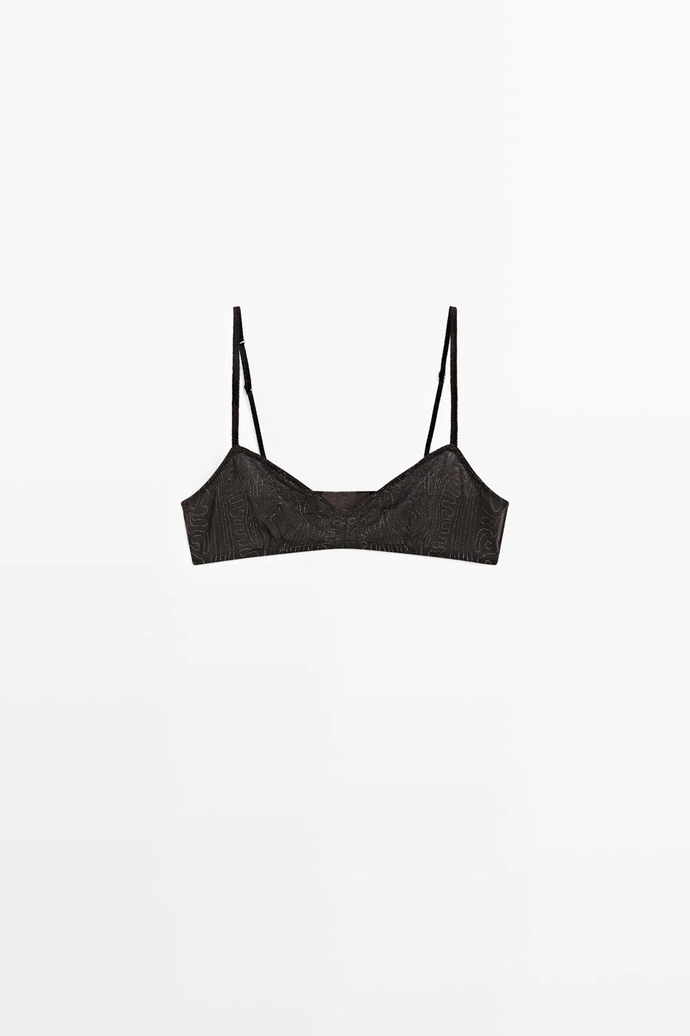 Бюстгальтер Massimo Dutti With Embroidered Detail, угольно-серый — фото 2