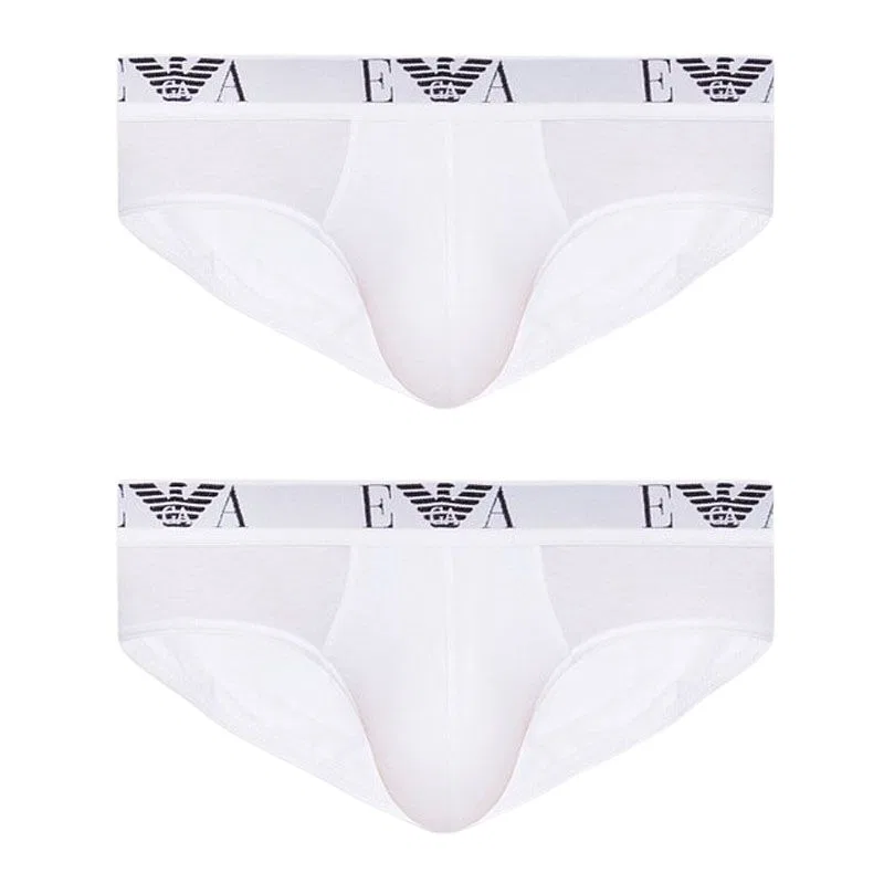 Мужские трусы-боксеры с логотипом, комплект из 2 шт., EMPORIO ARMANI, White