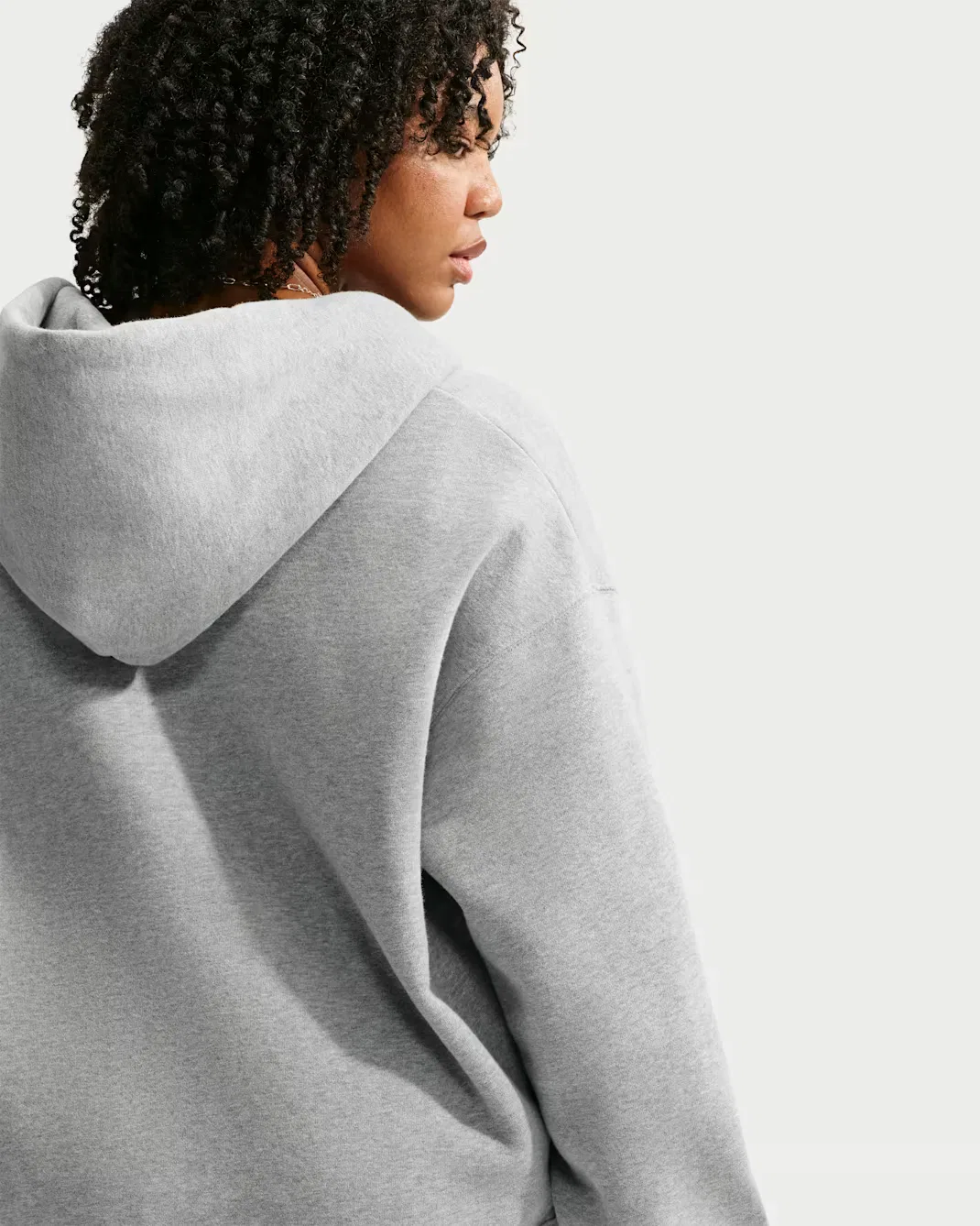 Женская толстовка оверсайз на молнии Nike Studio Fleece Medium Weight, Dark Grey Heather/Sail — фото 2