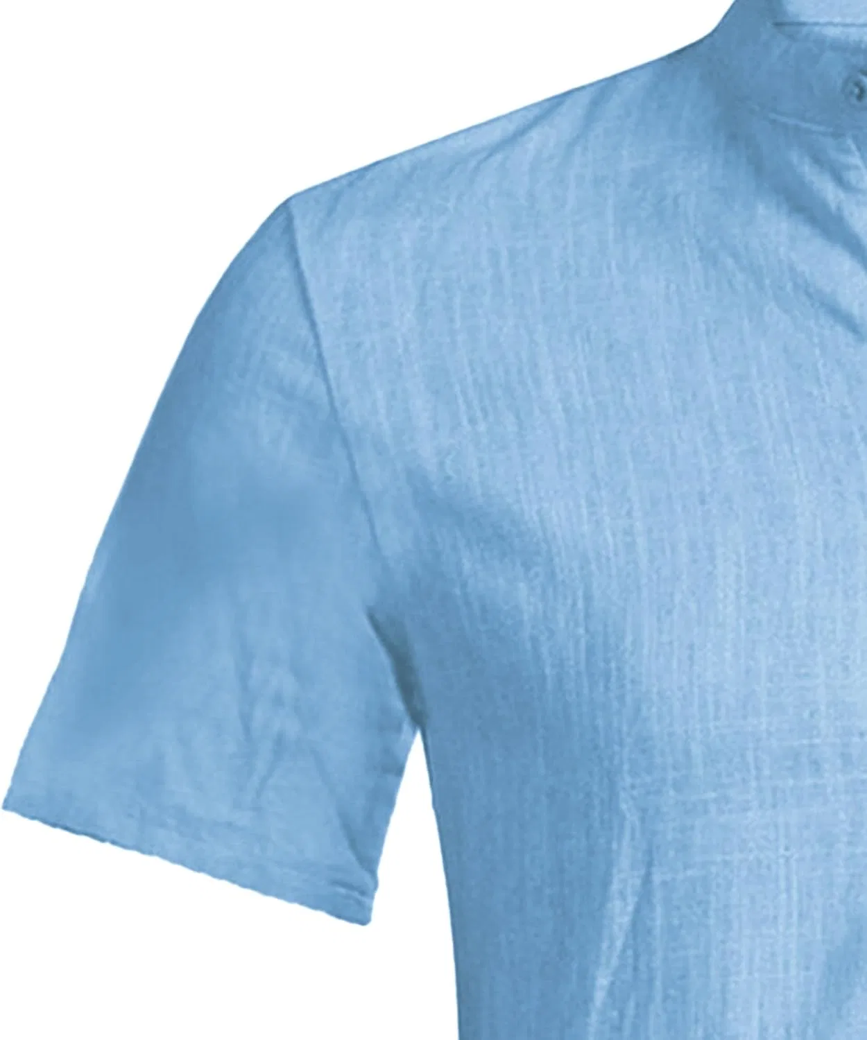 Мужская футболка с воротником-стойкой из льна, Lightweight, Blue — фото 4