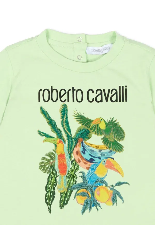 Футболка с принтом Food Roberto Cavalli Junior, зеленый — фото 3