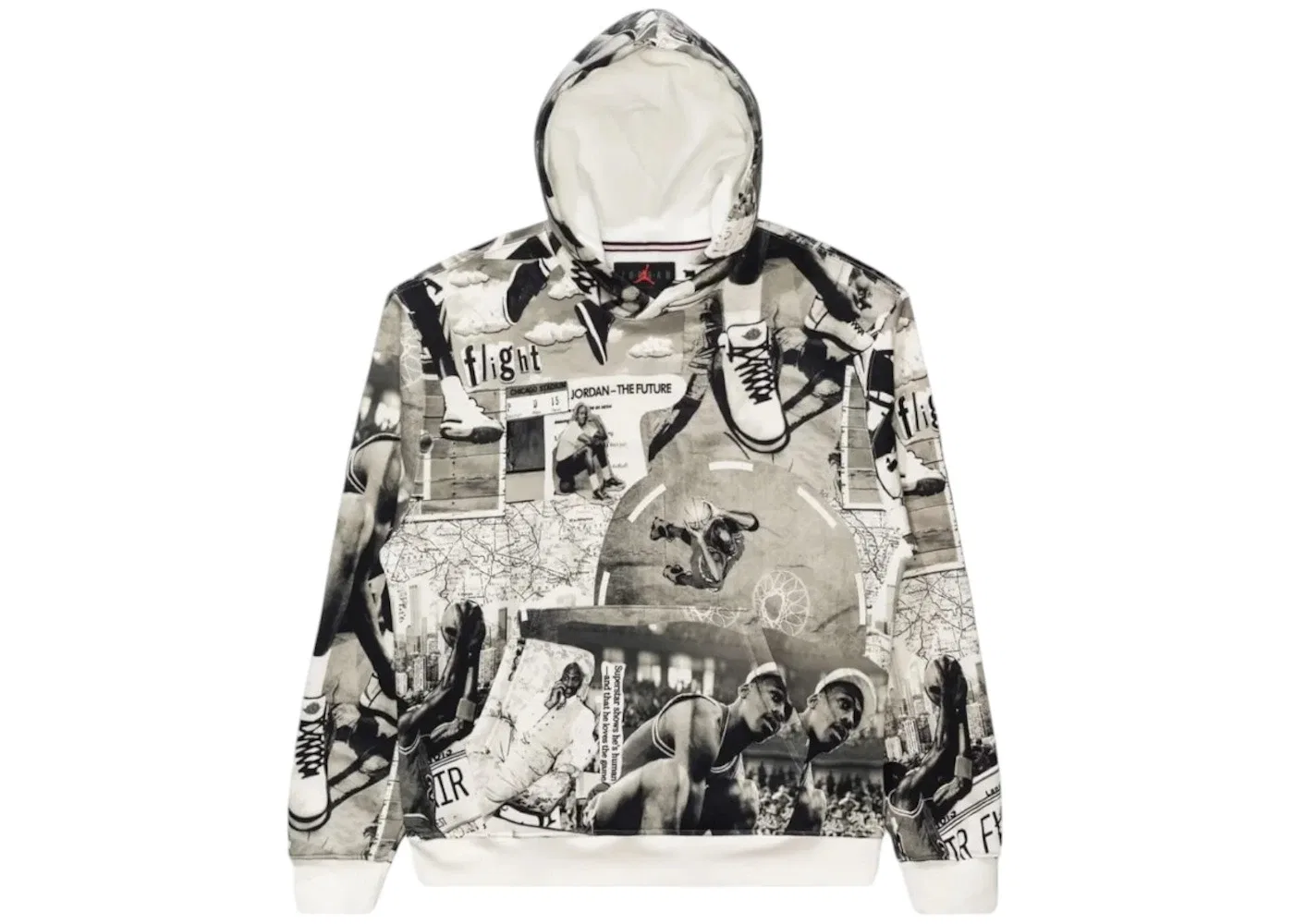 Мужской худи с начесом из футера Jordan Brooklyn Fleece Printed Pullover Hoodie, Black/Sail/Black