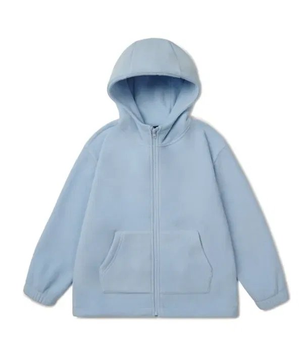 Флисовая кофта оверсайз с капюшоном и молнией, Musinsa Standard Kids, блю-грей — фото 2
