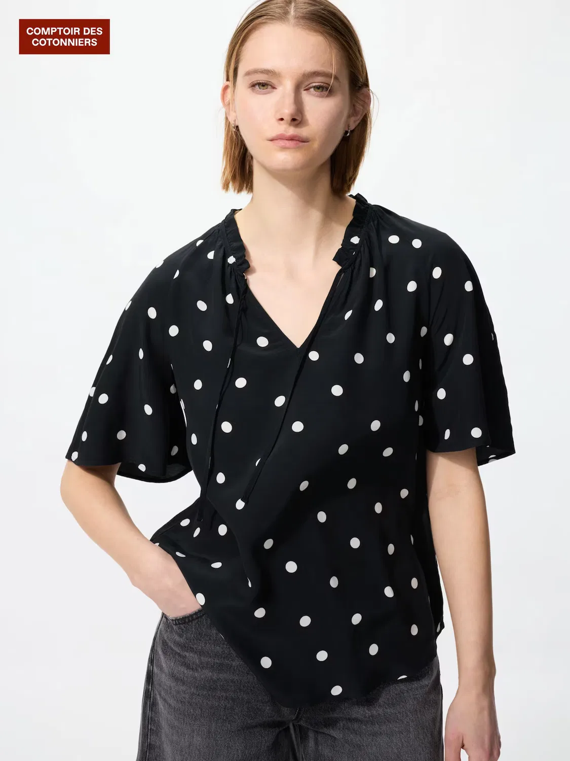 Блузка Uniqlo, повседневная, черный
