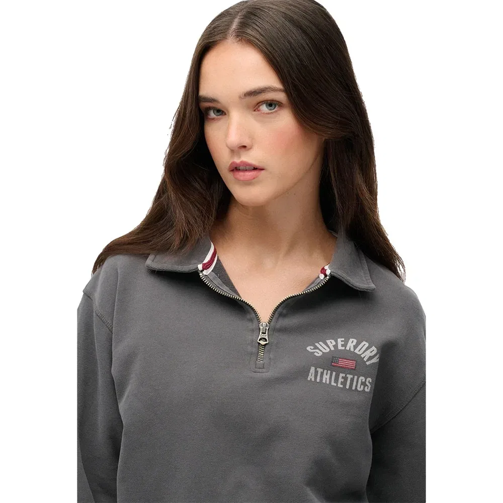 Свитшот Athletic Collared half zip Superdry, серый — фото 4