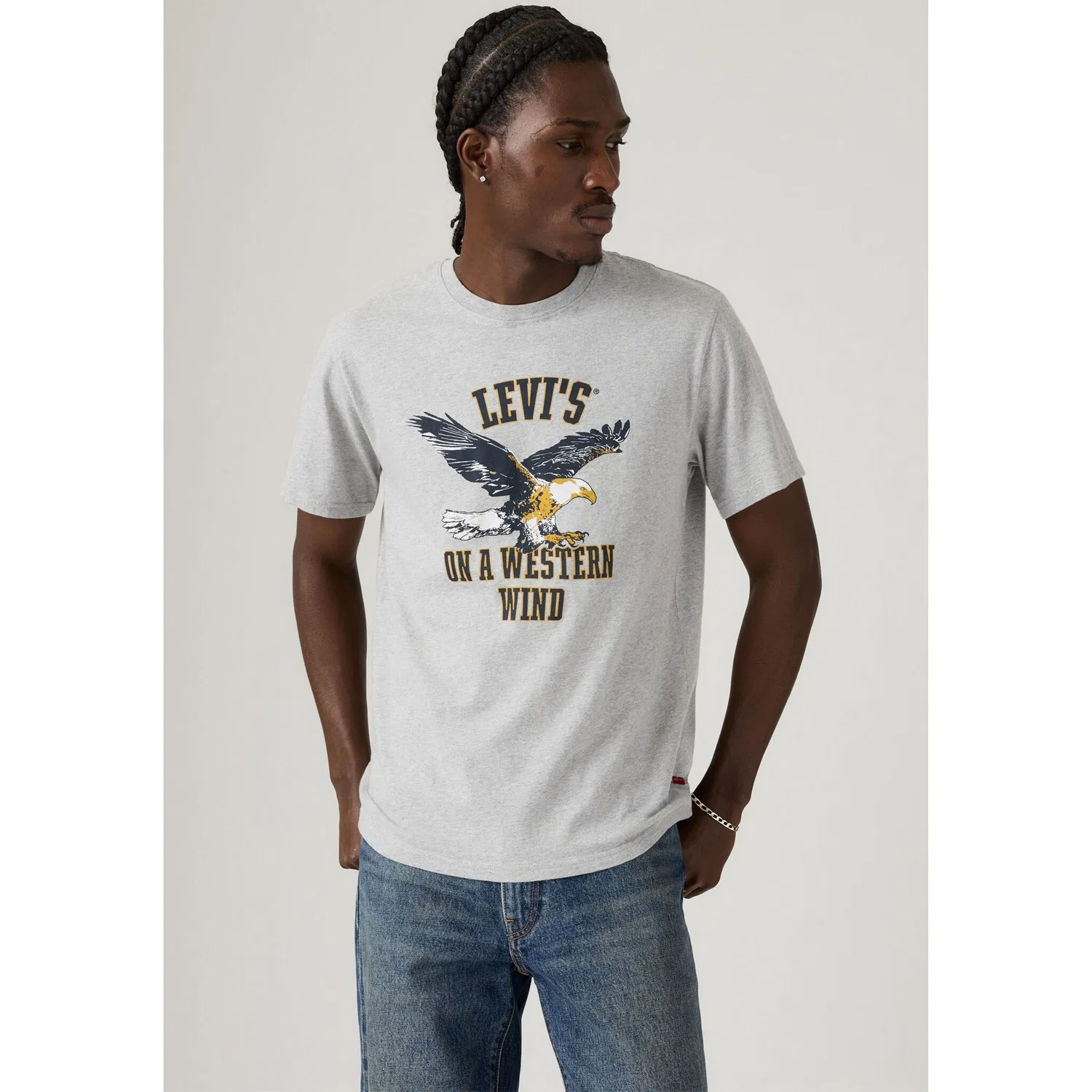 Мужская хлопковая джерси футболка свободного кроя Levi's, Western Wind Eagle M — фото 2