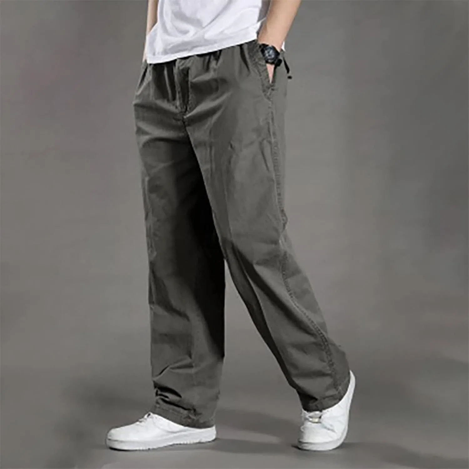 Мужские карго-брюки Slim Fit с утягивающими манжетами, тёмно-серый — фото 2