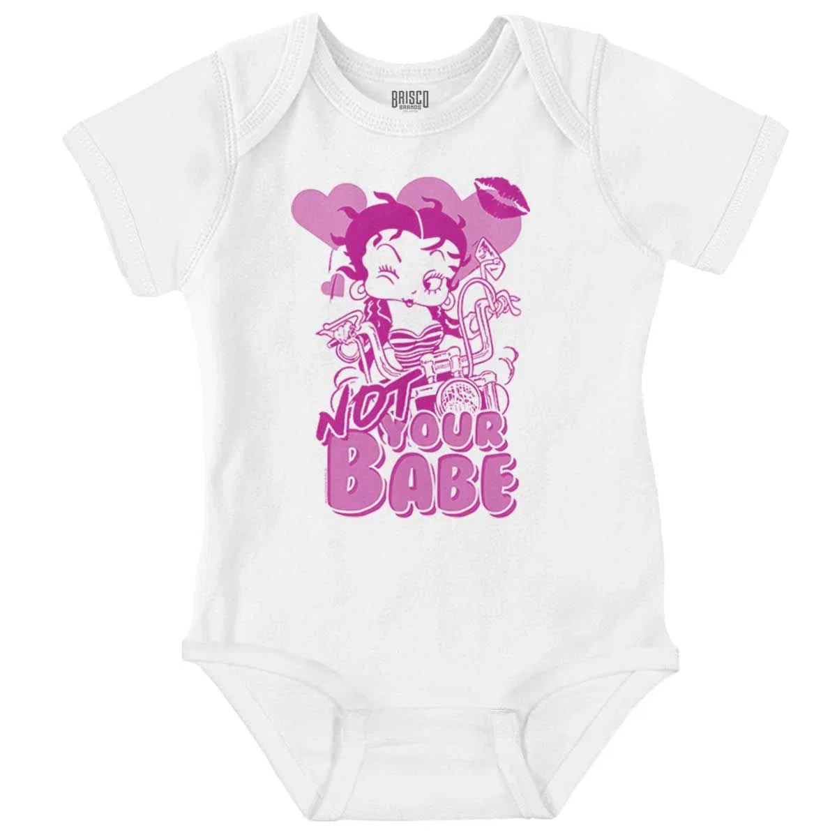 Детское боди-комбинезон для девочек с принтом Betty Boop Not Your Babe Biker Brisco Brands, White