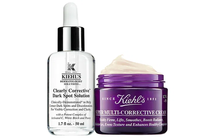 Женский набор для ухода за кожей с кремом и сывороткой Kiehl's, Purple Glass A Face Cream, Dark Spot Lightening Serums